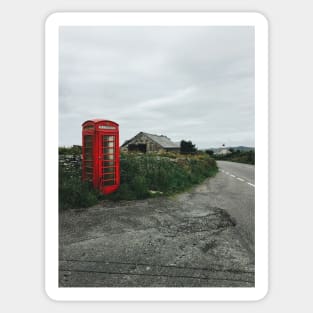 Old-Fashioned Red Phone Booth in British Countryside Sticker